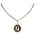 Fendi Gold Zucca Pendant Necklace Golden Metal  ref.129344