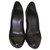 Chanel Black satin and patent leather cap heels EU36 Beige  ref.129451