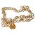 Cinto de corrente de metal dourado Chanel com medalhão de logotipo  ref.129659