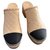 Chanel Clogs Beige Leather