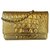 Wallet On Chain Chanel Crocodilo metálico em relevo ouro WOC Dourado Couro  ref.131315