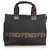 Fendi Black Logo Nylon Tote Bag Brown Cloth  ref.131410