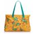 Sac cabas en toile orange Hermès Tissu Multicolore  ref.131639