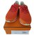 Hermès Miles scarpe da ginnastica Bianco Arancione Pelle Agnello Pelle  ref.131674