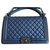Chanel Boy with handle Navy blue Leather  ref.131845