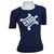 Céline T-Shirt CELINE Blu Navy Top Taglia S SMALL Bianco Cotone Elastan  ref.132934