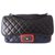 Timeless TRICOLOR CLASSIC CHANEL BAG Black Red Navy blue Leather  ref.133024