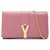 Yves Saint Laurent YSL Carteira Pequena Clássica Rosa Y na Corrente Couro Bezerro-como bezerro  ref.133038