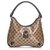 Gucci Brown GG Crystal Abbey Handbag Beige Dark brown Leather Cloth Cloth  ref.133057
