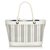 Burberry White Stripes Canvas Tote Bag Leather Cloth Cloth  ref.133242