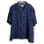 Luciano Barbera Shirt Black Blue Linen  ref.133660