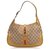 Gucci Brown GG Web Canvas Jackie Hobo Light brown Leather Cloth Cloth  ref.133672