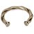 Hermès Hermes Silver Metal and Leather Bangle Brown Silvery Beige  ref.133675