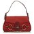 Gucci Red GG Canvas Horsebit Shoulder Bag Leather Cloth Cloth  ref.134084
