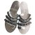 Chanel silver chain slides EU38.5 Silvery Leather  ref.134380