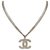 Chanel Silver CC Pendant Necklace Silvery Metal  ref.134873