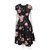 Rochas Rose print satin dress Black Pink Polyester  ref.134954