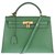 Delightful Hermès Kelly saddler 32 cm leather courchevel green grass , gold jewelery and in very good condition!  ref.135193