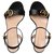 GUCCI Leather mid-heel sandal Black  ref.136277
