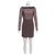 Diane Von Furstenberg New Sarita lace dress with leather fits like a French 38 Brown Cotton Lyocell  ref.135445