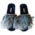 MIU MIU Sandalias vaqueras con plumas y cristales. Azul Juan  ref.135699