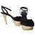 Giambattista Valli Wedge heels with stiletto heels. Black Golden Leather Satin  ref.136026