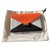 Diamond clutch en python orange et cuir noir et blanc Céline Cuirs exotiques  ref.136268