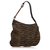 Fendi Brown Animal Printed Canvas Oyster Shoulder Bag Black Leather Cloth Cloth  ref.136798