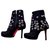 Luciano Padovan Ankle boots rounded zipped stiletto heels Black Metallic Metal Deerskin  ref.137069