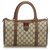 Gucci Brown GG Supreme Web Boston Bag Multiple colors Beige Leather Cloth Cloth  ref.137175
