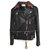 Christopher Kane Leather Tartan Collar Zip Biker Leather Jacket Black Multiple colors Viscose  ref.137272