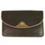 Christian Dior Vintage Pochette à rabat en cuir brun clair avec toile et monogram Marron  ref.137321