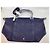 Borsa a mano Longchamp Pliage in pelle blu navy - vista 4