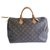 Louis Vuitton Speedy 35 Brown Leather Cloth  ref.137653