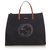 Gucci Gray lined G Wool Tote Bag Brown Grey Leather Cloth  ref.137727
