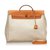 Hermès Hermes White Canvas Herbag MM Handbag Brown Leather Cloth Cloth  ref.137733