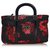 Prada Black Printed Nylon Handbag Red Leather Cloth  ref.137751