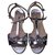 Miu Miu Flat sandals in silver leather with rhinestones Silvery Patent leather  ref.137838