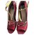 Gucci Lips T-bar saltos sapatos bombas da UE38 Vermelho Couro  ref.138032