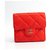 Portefeuille Chanel Compact Matelasse Rouge Cuir Veau façon poulain  ref.138106