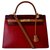 Hermès HERMES KELLY TRICOLORE TASCHE 32 Rot Bordeaux Karamell Leder  ref.138658