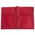 Hermès Hermes Pochette Jige Courchevel Rouge Cuir  ref.138729