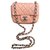 Timeless Chanel Mini Classic Rosa Couro  ref.139118