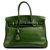 Hermès sac Birkin 35 en cuir de veau Evergrain vert olive Square M métallerie argentée  ref.139309
