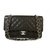 2.55 CHANEL Black Caviar Leather 255 Classic Double Flap Medium Bag Silvertone hrdwr  ref.139434