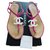 Chanel sandali Rosa Bianco Pelle Tela Plastica  ref.139472