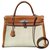 Hermès Kelly handbag 35 Canvas and Leather Barenia Phw Beige Caramel Cloth  ref.139685
