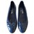 Bailarinas chanel azul em couro enrugado  ref.139855