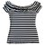 Autre Marque Navy and White Striped T-Shirt with Boat Neck and Ruffles T. 34-36 Navy blue Polyamide  ref.140166