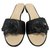Chanel preto floral slides sandálias EU37 Couro  ref.140399